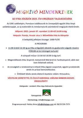 AZ ETKA JÓGÁZÓK ORSZÁGOS TALÁLKOZÓJA AZ ETKA JÓGÁZÓK ORSZÁGOS TALÁLKOZÓJA