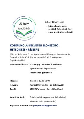 Jó Hely tanuló-kör Jó Hely tanuló-kör