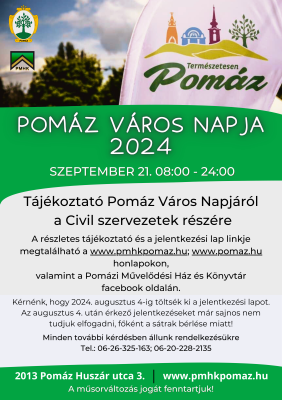 Pomáz Város Napja 2024 jelentkezés