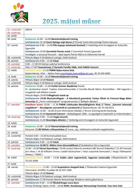 Májusi program