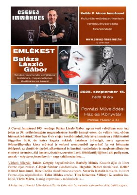 Csevej Immánuel - Balázs László Gábor Emlékest Csevej Immánuel - Balázs László Gábor Emlékest