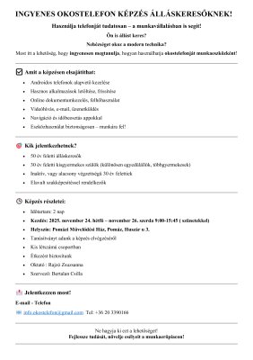 Ingyenes okostelefon képzés álláskeresőknek