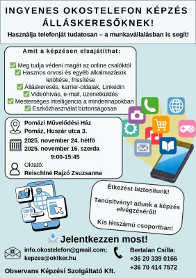Ingyenes okostelefon képzés álláskeresőknek