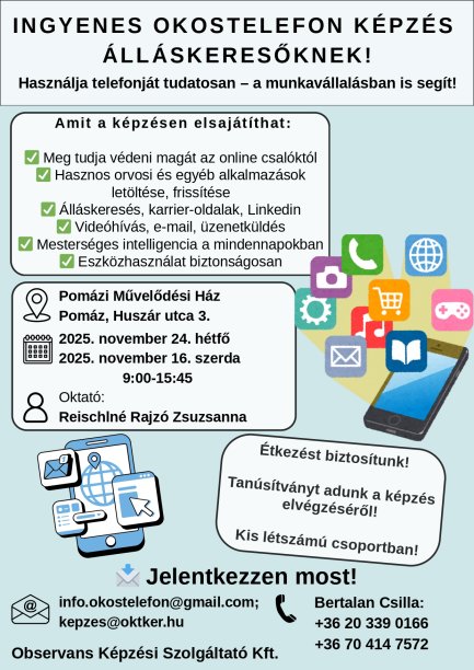 Ingyenes okostelefon képzés álláskeresőknek