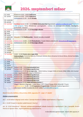 Szeptemberi program