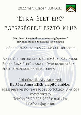 ETKA ÉLET-ERŐ EGÉSZSÉGFEJLESZTŐ KLUB