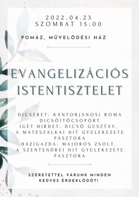 evangelizációs istentisztelet evangelizációs istentisztelet